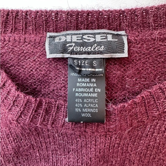 [SOLD] DIESEL Alpaca Wool Blend Burgundy Red Y2K Fitted Knit Ribbed Dress XS - Picture 10 of 14